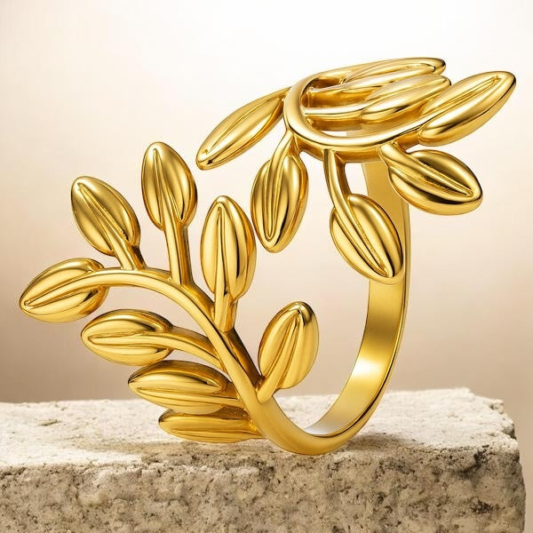 18K Gold Plated Leaf Design Ring