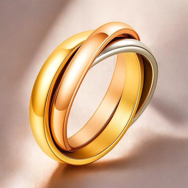 18K Gold Plated 3 Tone Ring