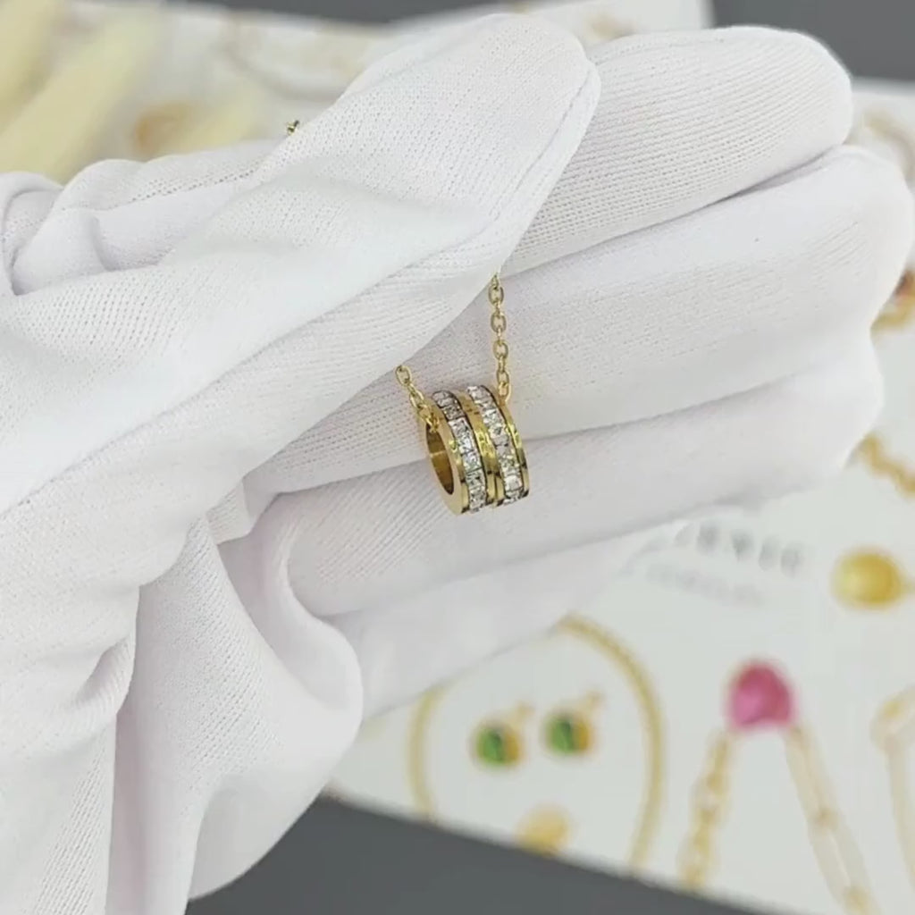 18K Gold Plated Necklace With Ringlike Pendants