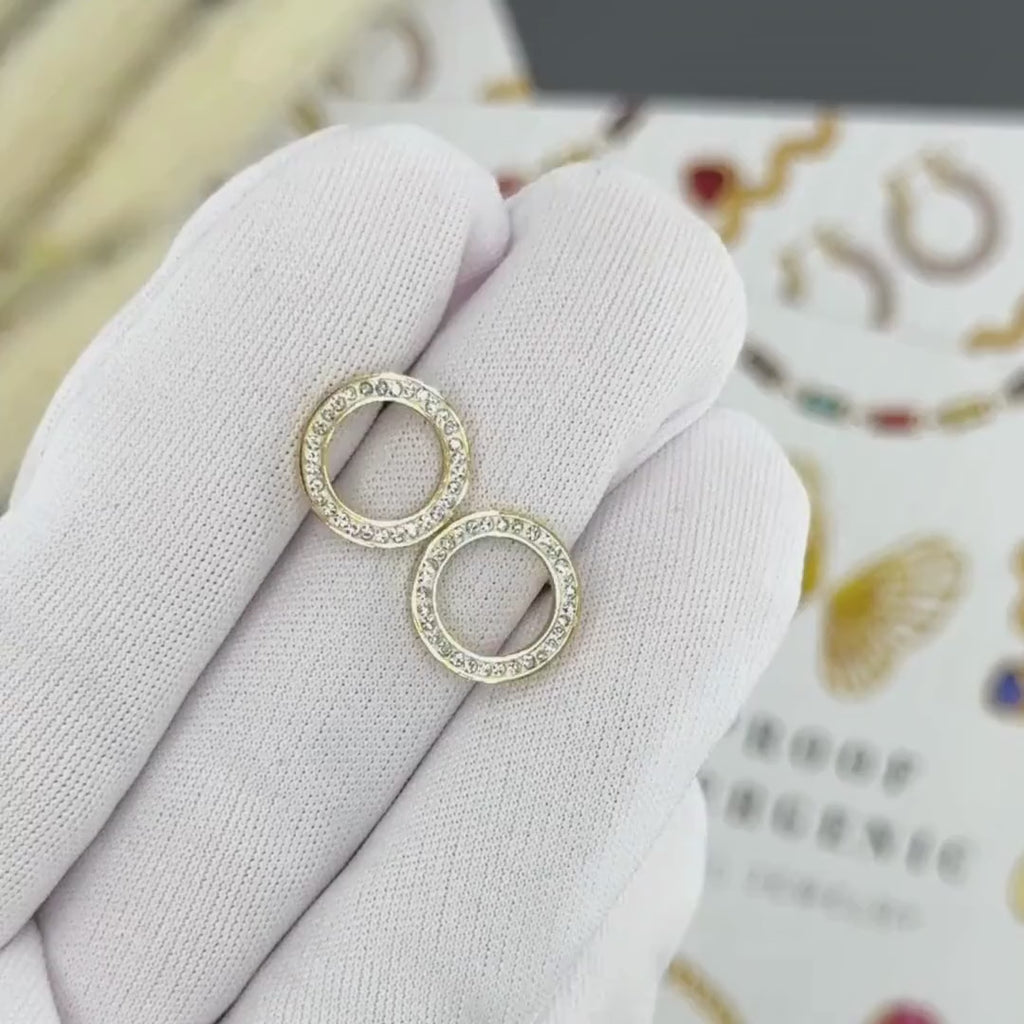 18K Gold plated Round Stud with Shining Stones