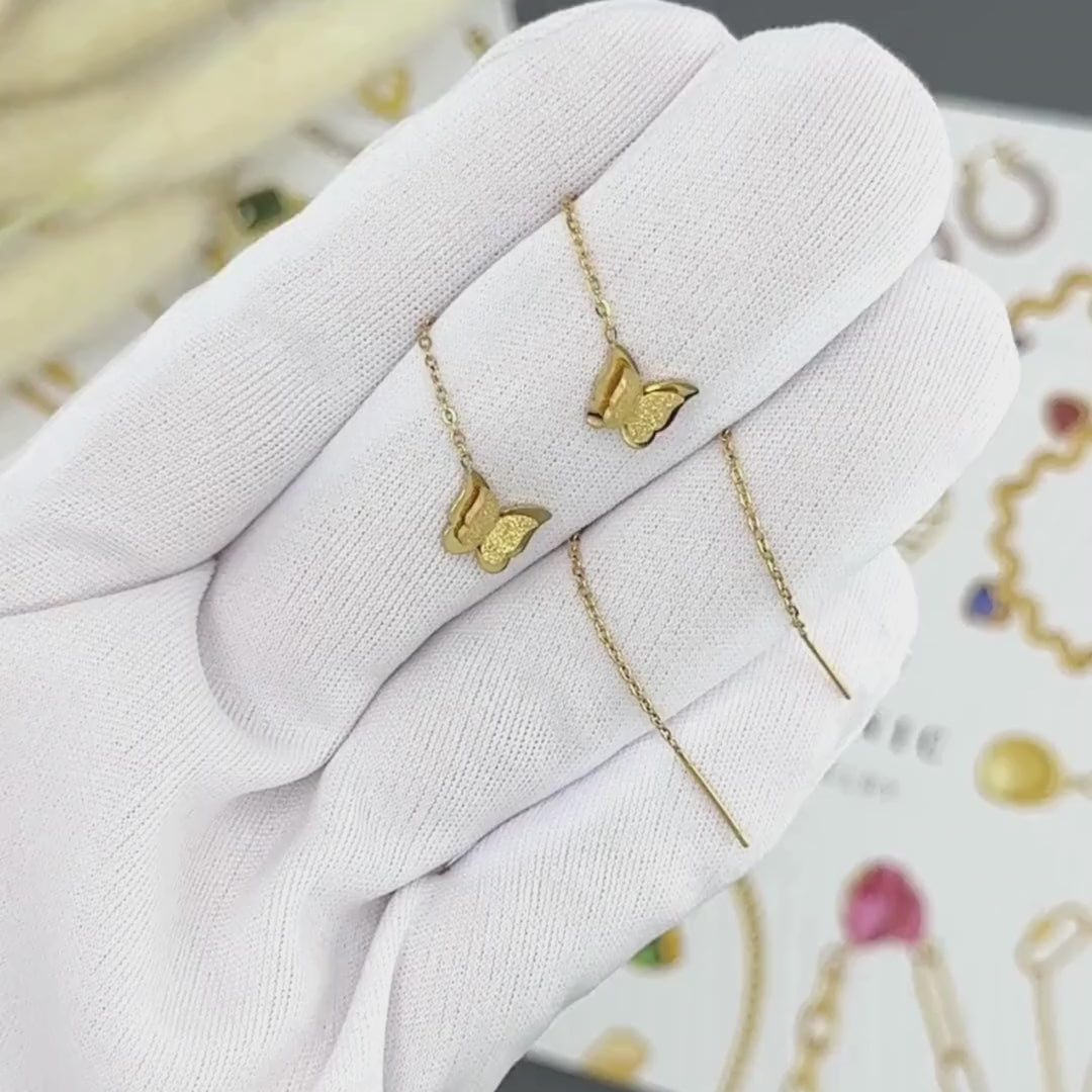 "Butterflies" Earrings, 18K Gold Plated Steel